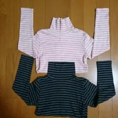 値下げ！ユニクロ120タートルネックカットソー2枚セット