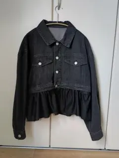 値下げ☆GRL チュールフリル付きショート丈デニムジャケット[cu514]のサムネイル