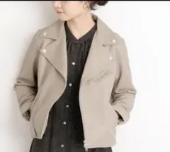 SLOBE IENA　 ライダース　ジャケット　羊革　グレージュ