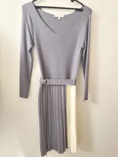 PROPORTION ブルー　グレー ニットワンピース