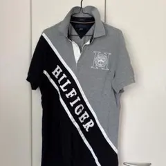 TOMMY HILFIGER ポロシャツ Mサイズ グレー/ブラック