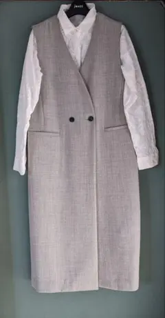 PLST ロングジレ ライトグレー セレモニー 通勤 きれいめ ダブル M