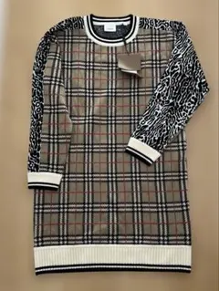 BURBERRY チェックアニマル柄ニットワンピース 14Y