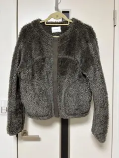 BEAUTY & YOUTH グレー ボアジャケットフリース
