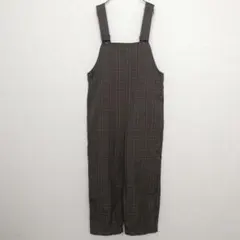 サマンサモスモスブルー|チェック柄 サロペット【フリー】ダークブラウン ゆったり