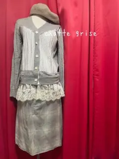 sacai異素材ドッキングレースレイヤードカーディガングレーギャルソン桐谷美玲のサムネイル