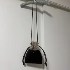 【定価2990円】巾着　ショルダーバッグ　ライトベージュ　マチあり