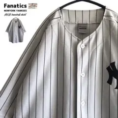 【MLB】Fanaticsニューヨークヤンキース刺繍ビッグロゴベースボールシャツ