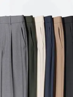 UNIQLO タックワイドパンツ グレー XS