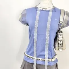 y2k❤️ BURBERRY チェック柄 パフスリーブ ロゴ Tシャツ