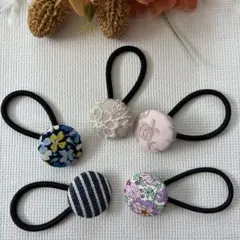 超お買い得♡お揃い リバティ うさみみリボン、くるみボタン 贅沢4個