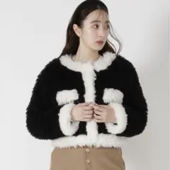 REDYAZEL 配色プードルボアブルゾン