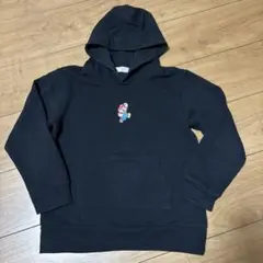 スーパーマリオフード付きトレーナー 140㎝　ブラック　キッズ　パーカー