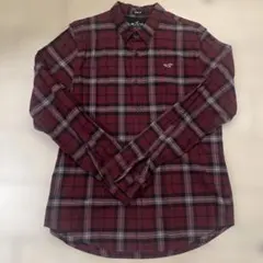 Hollister ボルドー系チェックシャツ Mサイズ