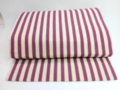 紫×白ストライプ名古屋帯 約3.6m カジュアル春向け美品