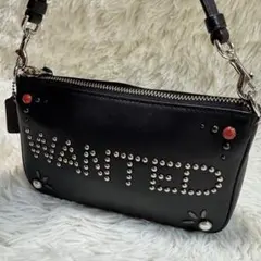 【激レア】COACH アクセサリーポーチ　ショルダー　レザー　ブラック　コーチ