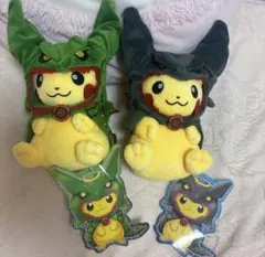 新品　ポンチョを着たピカチュウ　黒緑レックウザぬいぐるみセット 2026年最新】ポンチョを着たピカチュウレックウザぬいぐるみの人気