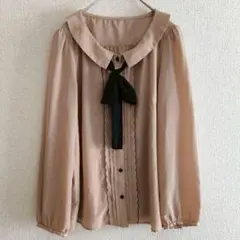 s0694【クリアインプレッション】リボンタイフリル長袖ブラウス シースルーのサムネイル
