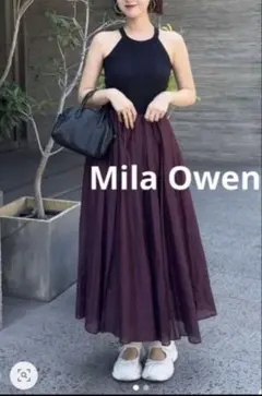 ★美品★Mila Owenウエストゴムタックプレスフレアスカートのサムネイル