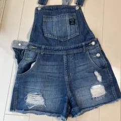 LOVETOXIC デニムオーバーオールショートパンツ Mサイズ　150㎝相当