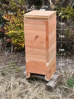 日本みつばち重箱式4段巣箱　厚み30mm 底板2パターン　暑さ,スムシ対策