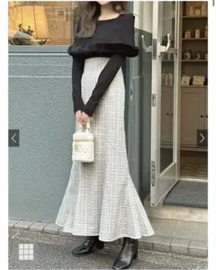 ラメチェックツイードマーメイドスカート[dk1080]