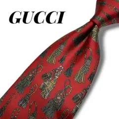 美品 GUCCI グッチ シルクネクタイ ワンポイント レッド イタリア製