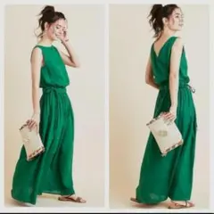 美品　BEAUTY & YOUTH フレンチリネンカシュクールマキシワンピース