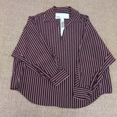 TICCA ダブルカフスシャツ ストライプ ワイドシルエット タック 