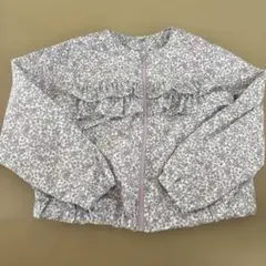 小花柄フリルウインドブレーカー　ジャンパー　ライトアウター　紫　パープルのサムネイル