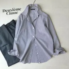 2way✨ドゥーズィエムクラス 青白ストライプレギュラーカラーシャツ 滑らかのサムネイル