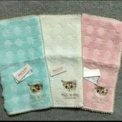 ３枚 ポール&ジョー ヌネット 猫 ハンドタオル 刺繍