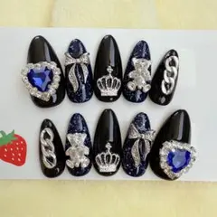 【現品】地雷系 量産型 病み メンヘラ ラメ ブルー ネイルチップ