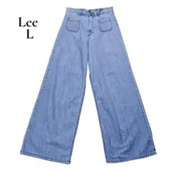 Lee ワイドデニムパンツ ハイウエスト ライトブルー L