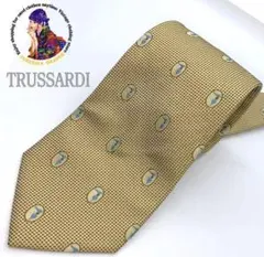 ☆イタリア製 TRUSSARDI ネクタイ ドット&パターン柄 シルク ゴールド