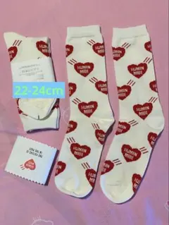 HUMAN MADE ソックス 靴下 ホワイト ハートロゴ　22-24cm 2足のサムネイル