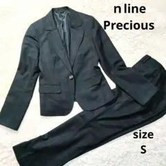 エヌラインプレシャス ストレッチ ネイビー チェック柄 パンツスーツ