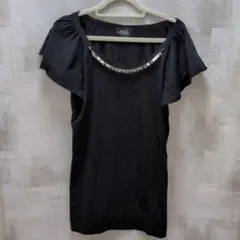 JILLSTUART 半袖カットソー 黒 ビジュー付き