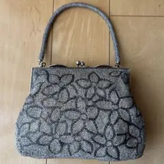 し*ま様 シルバー 花模様 総ビーズ刺繍 ハンドバッグ　和装バッグ　七五三　和装