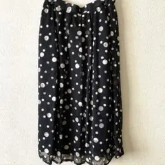 レトロ＊60‘s オーダー品＊ネイビー×白のドット(水玉模様)ミディ丈スカート
