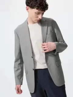 美品 ユニクロ 感動ジャケット チドリ グレー M