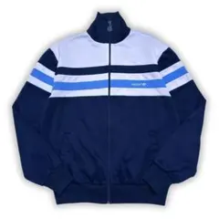 古着 80s adidas トラックジャケット ボーダー 白 紺