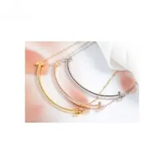 Tスマイル キラキラ クリスタル ストーン  ネックレス