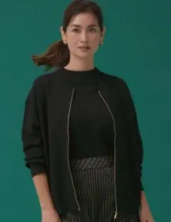 【洗える23区】ヴィスコースストレッチ ニットブルゾン