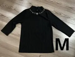 OLIVE girl リブカットソー ビジュー付き ブラック M