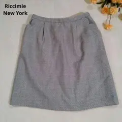 リッチミーニューヨーク【XS】ドット柄 グレー 膝丈スカートウール混