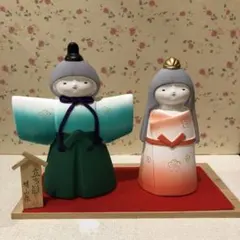 陶器製ひな人形セット 男雛と女雛