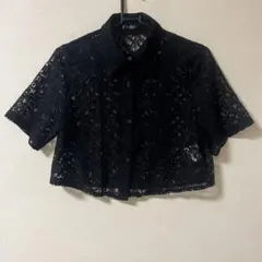 ブラック レース カーディガン 半袖