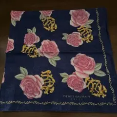 PIERRE BALMAIN ハンカチ ネイビー 薔薇柄のサムネイル