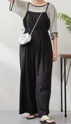 CIAOPANIC TYPY ウエストドロスト麻混キャミサロペットのサムネイル
